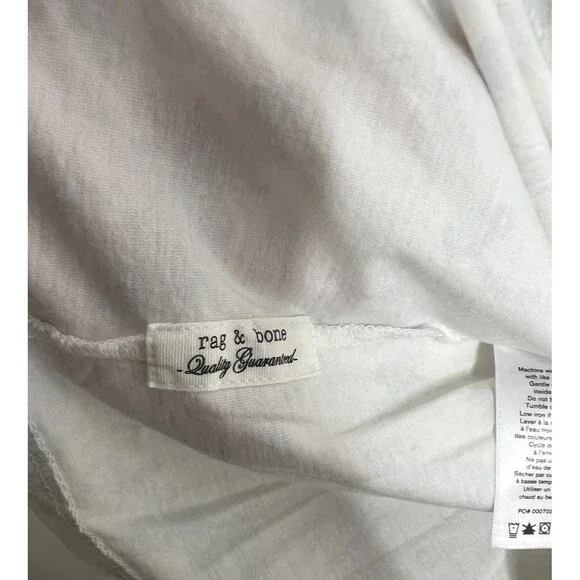 Rag and Bone Women T-shirt White Blue Cotton Size Large All Over Julie Tee - Picture 5 of 7